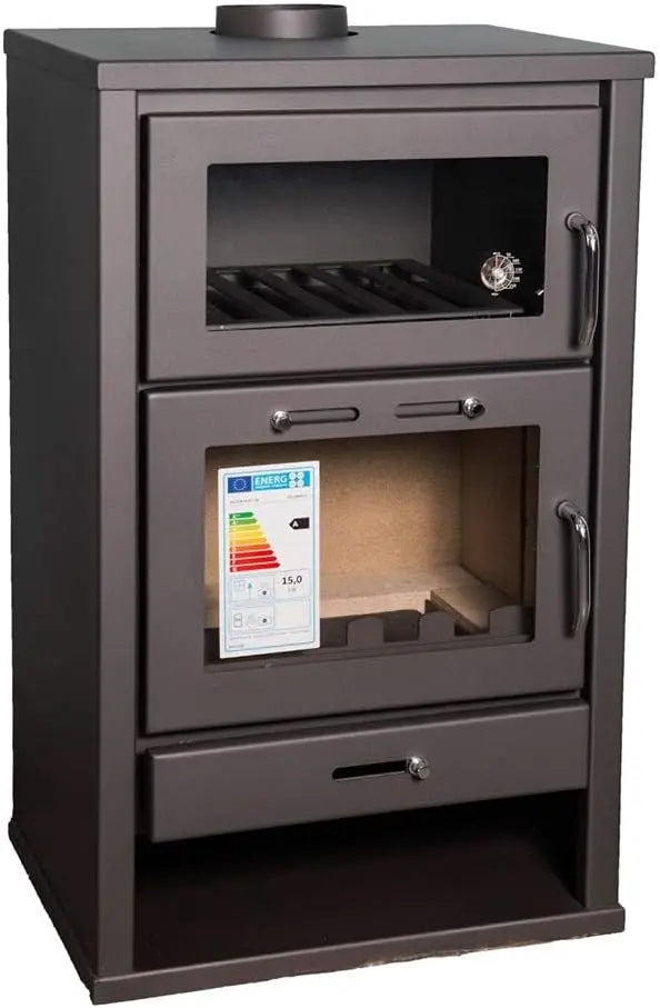 Poêle à bois four Cheminée Journal de combustible solide cuisinière Brûleur 15/20 kW Bimschv 2 – gris/noir