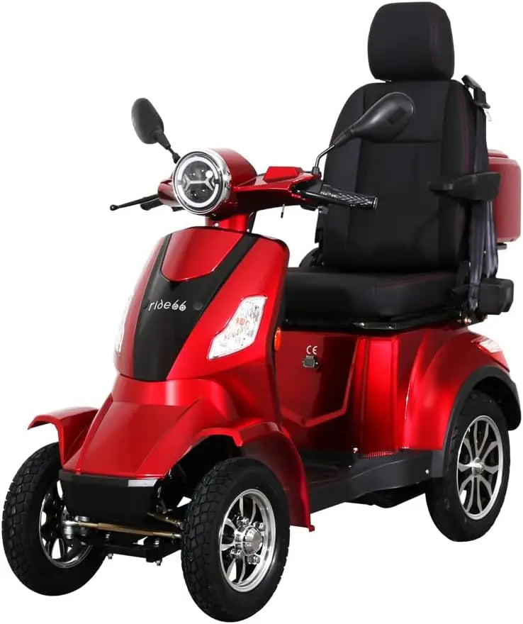 Scooter électrique 4 roues de mobilité pour senior et PMR – RIDE66, RC60, rouge