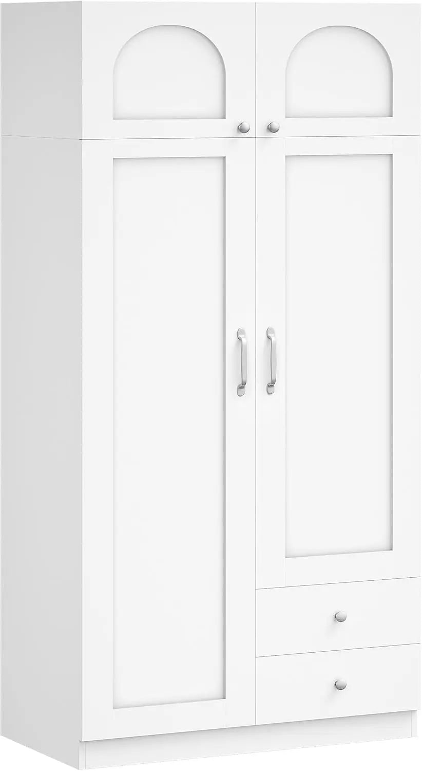 Hzuaneri Armoire avec 4 Portes 2 Tiroirs – BW08003E, blanc