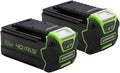 Greenworks Lot de 2 batteries lithium-ion 40 V puissantes 4 Ah pour tous les outils de jardin et outils – noir/gris