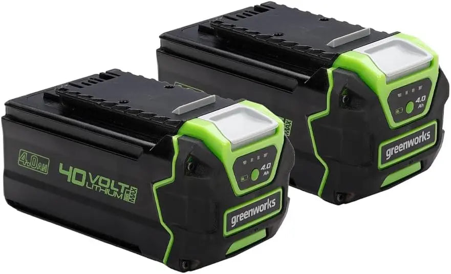 Greenworks Lot de 2 batteries lithium-ion 40 V puissantes 4 Ah pour tous les outils de jardin et outils – noir/gris