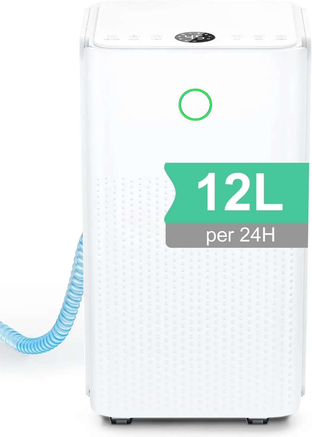 Déshumidificateur Électrique 12L/Jour avec Compresseur – 0,2 kW, 2,2 L, vert/gris