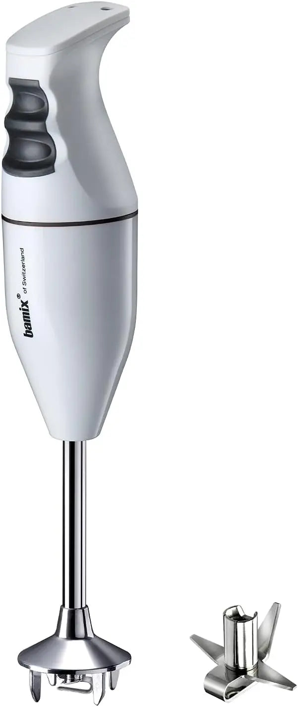 Bamix Mixeur plongeant EO140 Classic avec couteau multifonction en acier inoxydable – 140 W, argenté/blanc/noir