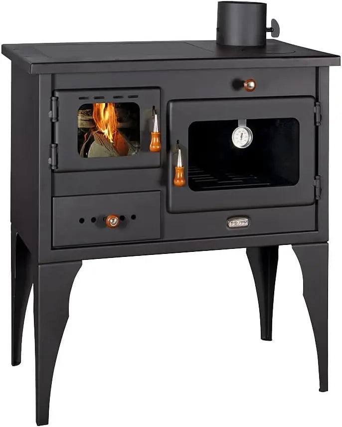 Cheminée 1P34 L Four de cuisine 10,1 kW avec four et plaque de cuisson – gris/noir