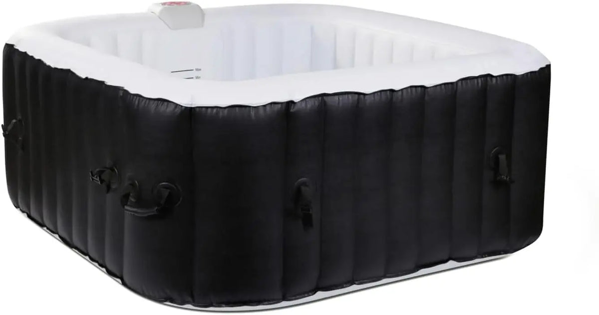 Spa Gonflable 4 Places carré - Ospazia - Dimensions : 155 x 155 cm - Filtre et bâche Inclus – noir