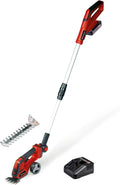 Einhell Cisaille à Gazon et Taille-buissons sans Fil GE-CG 18/100 Li T Kit – 2,5 Ah, gris/rouge