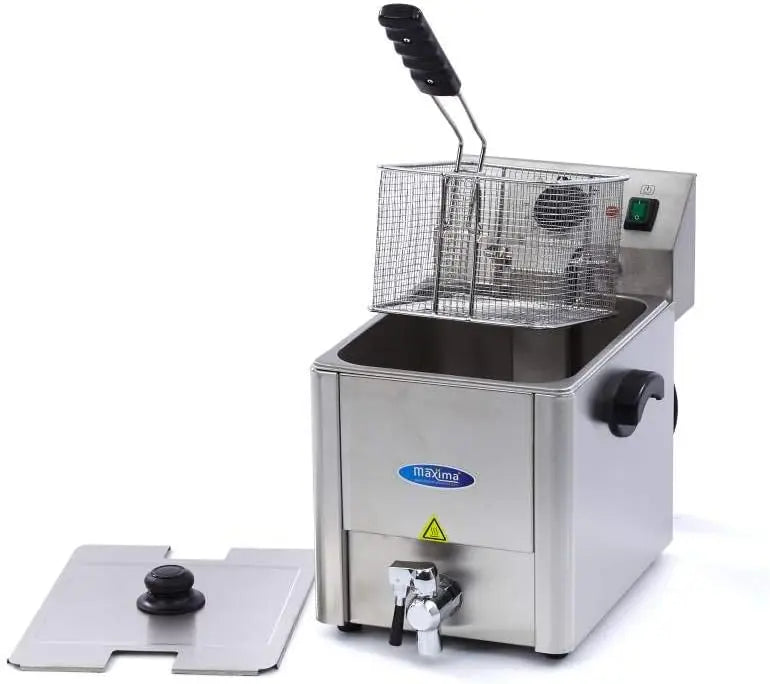 Friteuse 8 L 1 Panier avec robinet Friteuse - 1,5 KG Frites - Professionnelle - Inox - Friteuse 8 litres – argenté