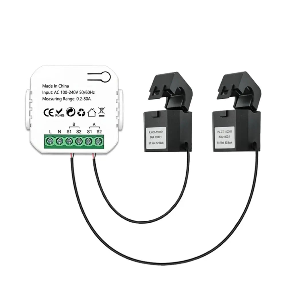 DollaTek Compteur d'énergie intelligent WIFI 80A avec moniteur d'énergie pour maison intelligente CT – 60 Hz / 2,4 GHz