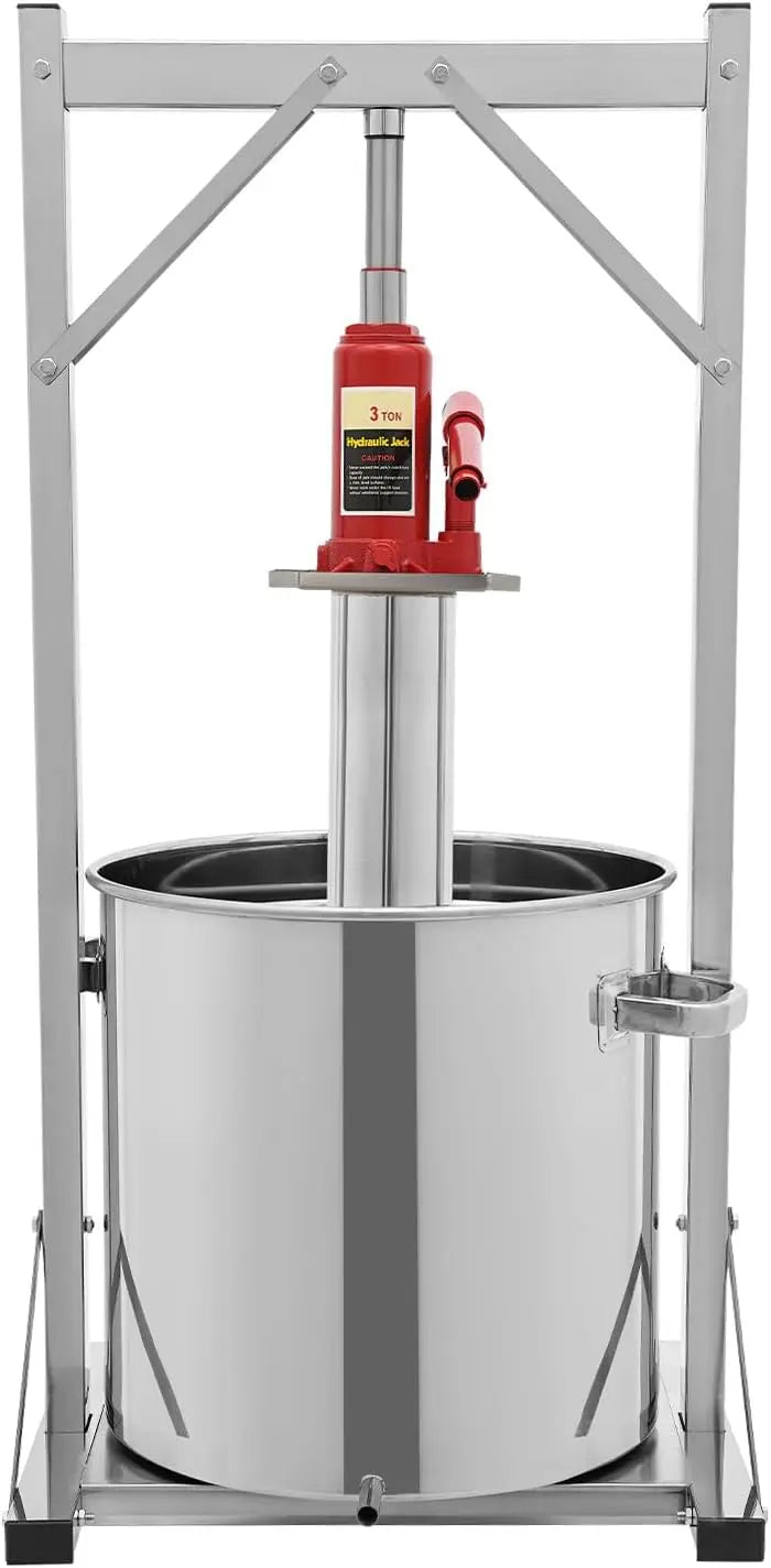 Presse-fruits 36 l 3T - Puissance de pressage : 150 kg - En acier inoxydable - Hydraulique – 43,5 x 36,5 x 88,5 cm, argenté