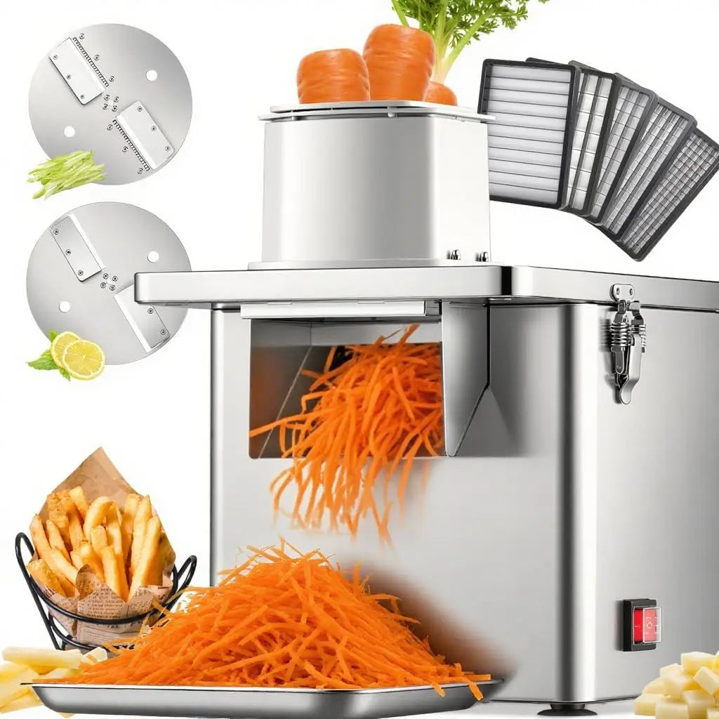 NEWTRY Coupe-légumes électrique 4-en-1 250W 200kg/h Gastro Inox – argenté