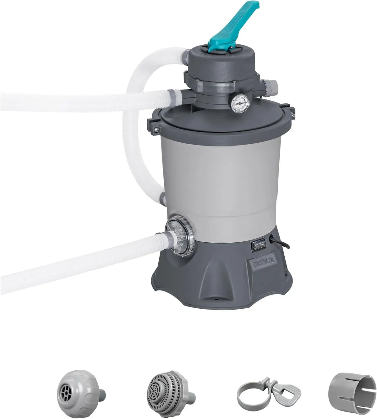 Bestway Pompe de filtration à sable pour piscine hors sol 3 596 L - 30,6 cm x 30,6 cm x 62 cm - Gris/Vert – 596 L/h