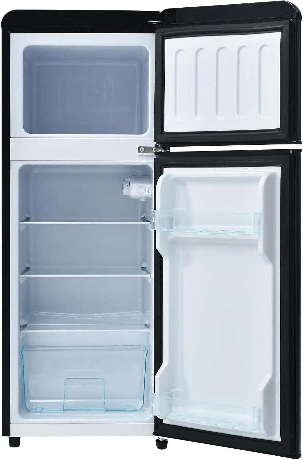 Réfrigérateur combiné rétro 2 portes avec compartiment congélateur indépendant – 92 litres / 28 L, 116 kWh, noir