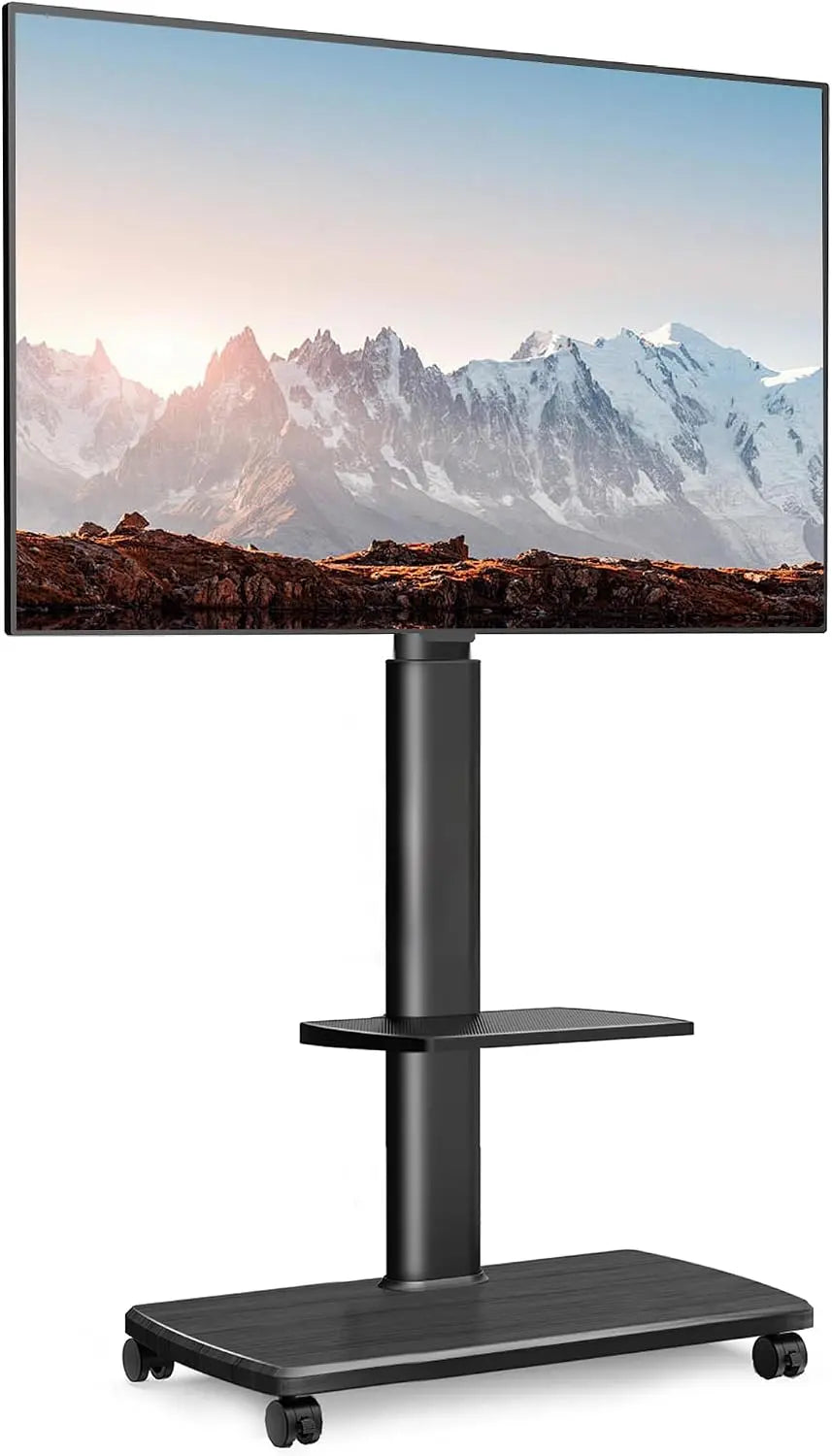 FITUEYES Support téléviseur roulettes en Bois de 20 mm – noir