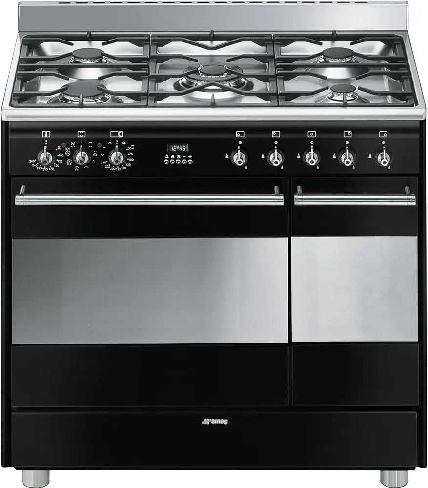 Piano de cuisson Smeg SCB92MN8 - Noir Brillant - Classe énergétique A / Plaque Gaz / Four Electrique – 3,5 Kw