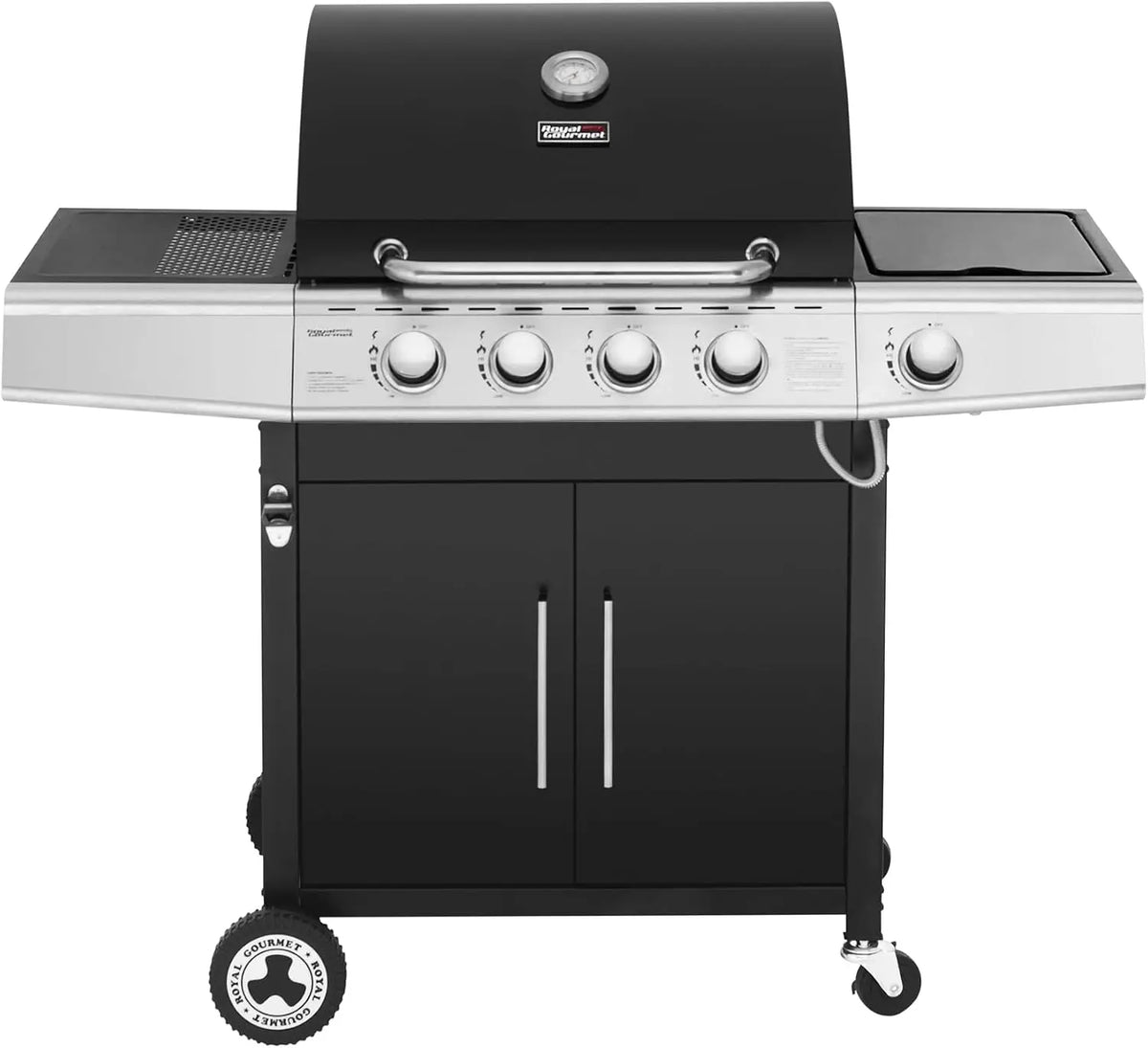 Royal Gourmet Barbecue Gaz à 4+1 Brûleurs en Acier Inoxydable – 14,5 kW, argenté/noir