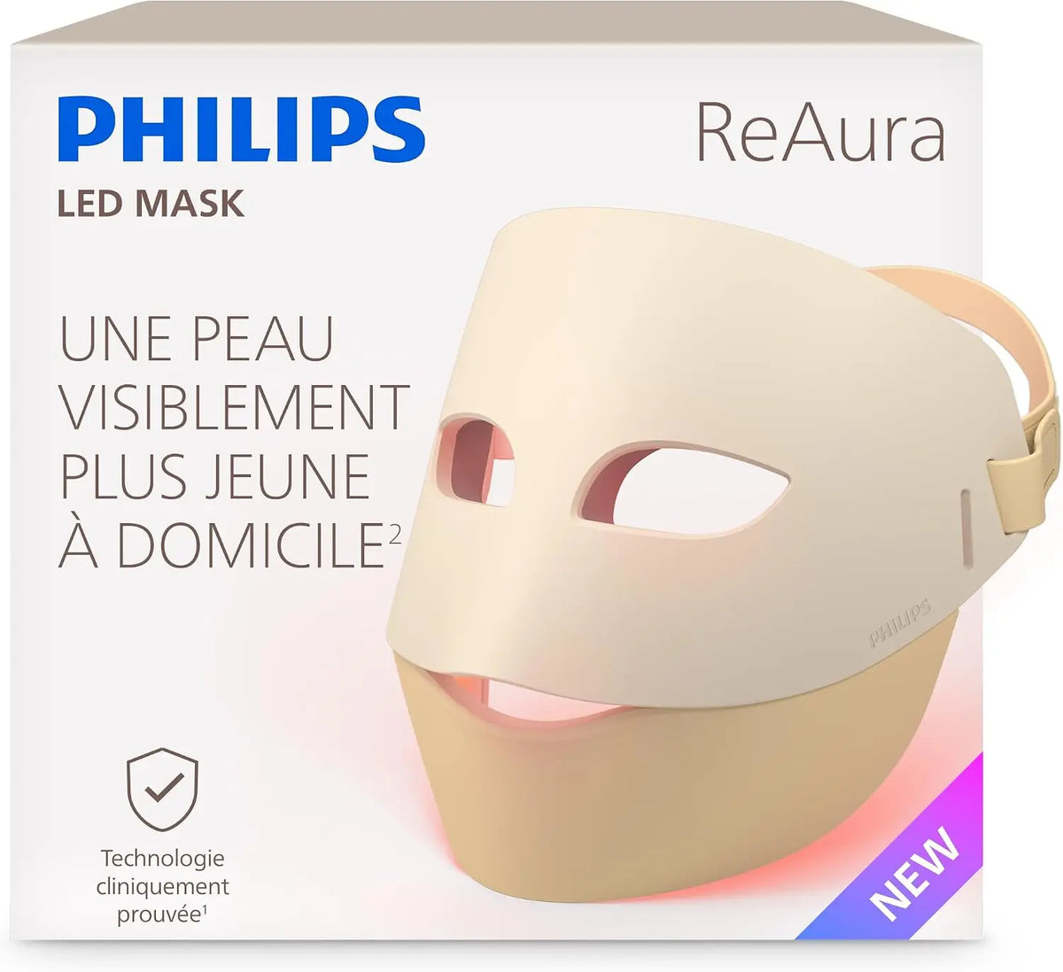 Philips ReAura masque LED 3-en-1 visage – LTM7100/00, 830 nm, bleu/rouge