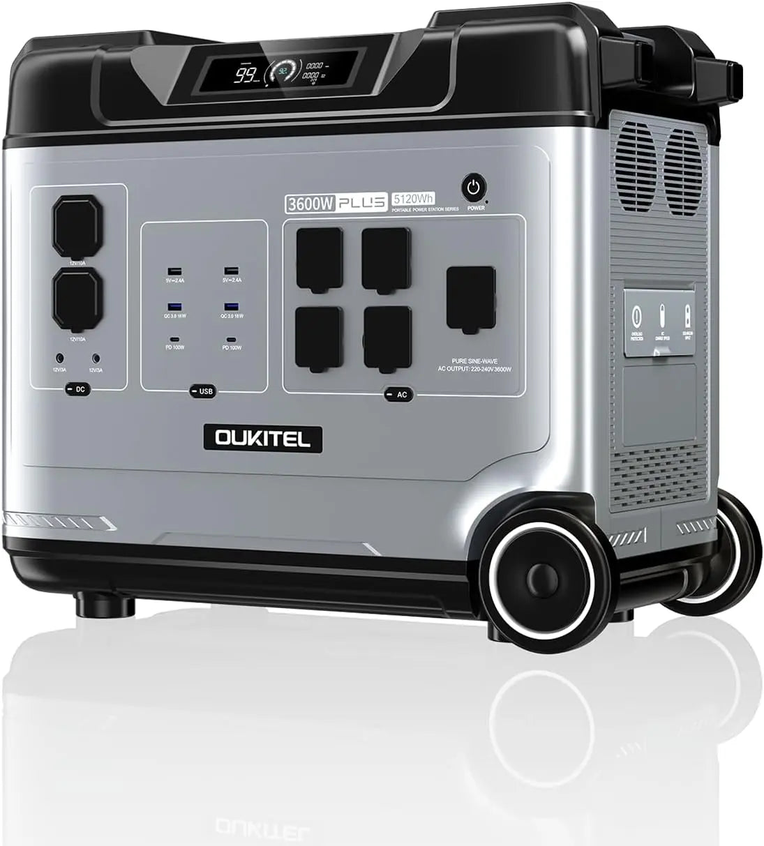 OKITEL P5000PLUS Station Électrique portable 5120 Wh – 3600 W, gris/noir