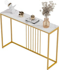 FATIVO – Table Console d'Entrée en Pierre Frittée Blanc 120x30x79cm