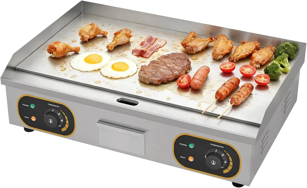 Plancha Électrique Professionnelle Inox 2x2200W,73x43cm – argenté