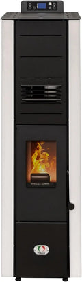 STUFE A PELLET ITALIA Colonna 10 Kw - Poêle à Air Ventilé Efficacité 85% Chauffe 80m² Design Super