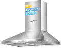 COMFEE' Hotte aspirante PYRA17SS-60 en acier inoxydable avec LED et système de recirculation et – 320 m³/h, argenté