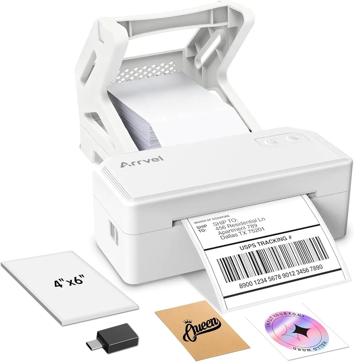 Imprimante Thermique Bluetooth avec Support – sans fil, blanc