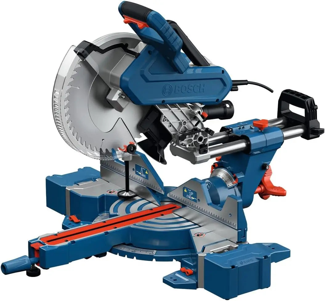 Bosch Professional Scie à onglets filaire GCM 340-305 D inclus règle de mesure – bleu/gris