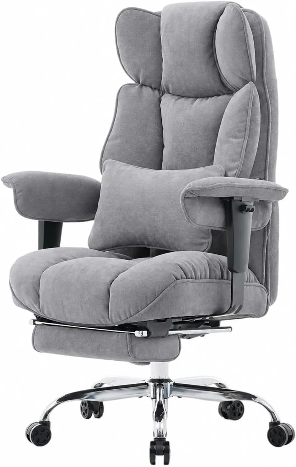 Efomao Chaise de Bureau en Tissu Grande Taille – gris