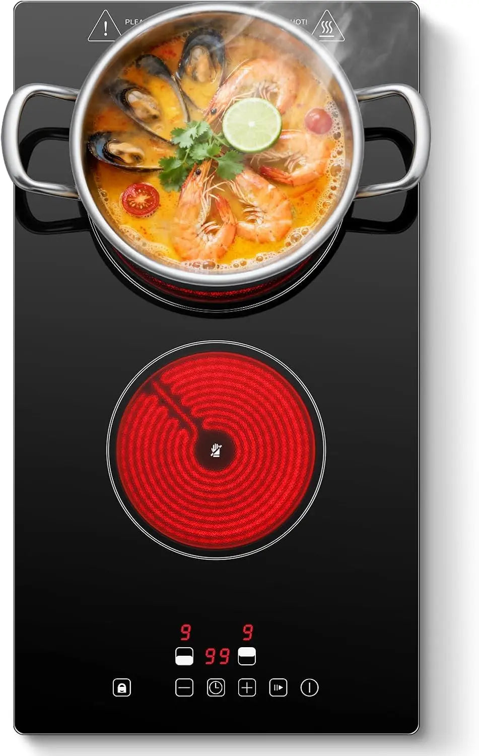 SNDOAS Plaque Vitrocéramique 2 Feux – 3000 W, noir/gris