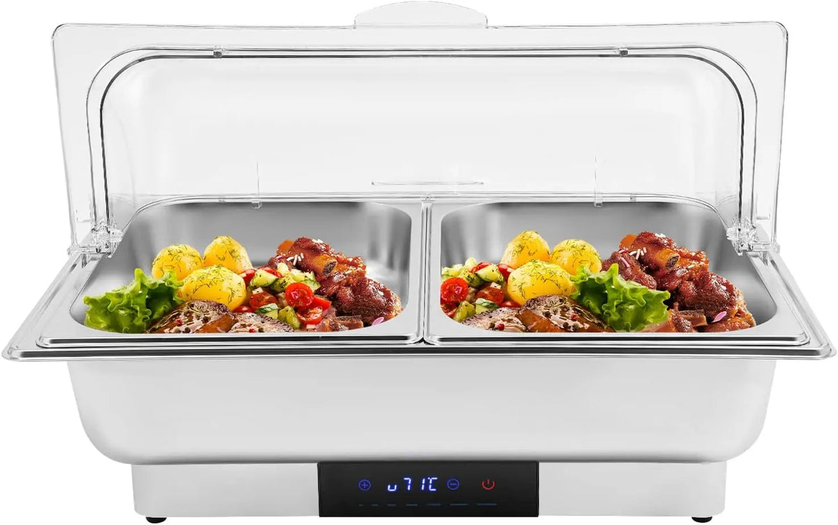 Chafing Dish Chauffe-plat électrique 9 l bain-marie ou chauffe-plats – 600 W, 56 x 36 x 35 cm, 60 Hz, argenté