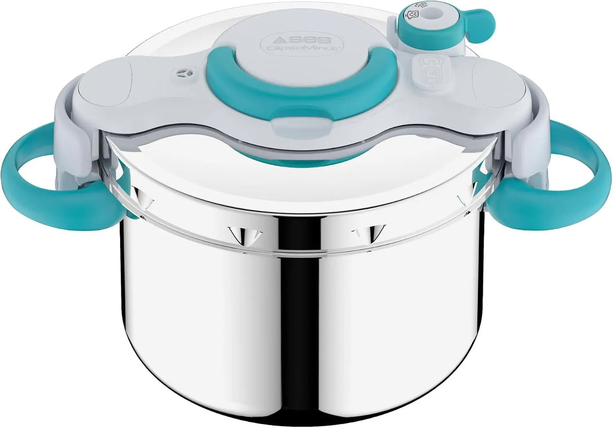 SEB - Autocuiseur ClipsoMinut Easy 7 - Cocotte minute inox - 5 L - Bleu – argenté/bleu