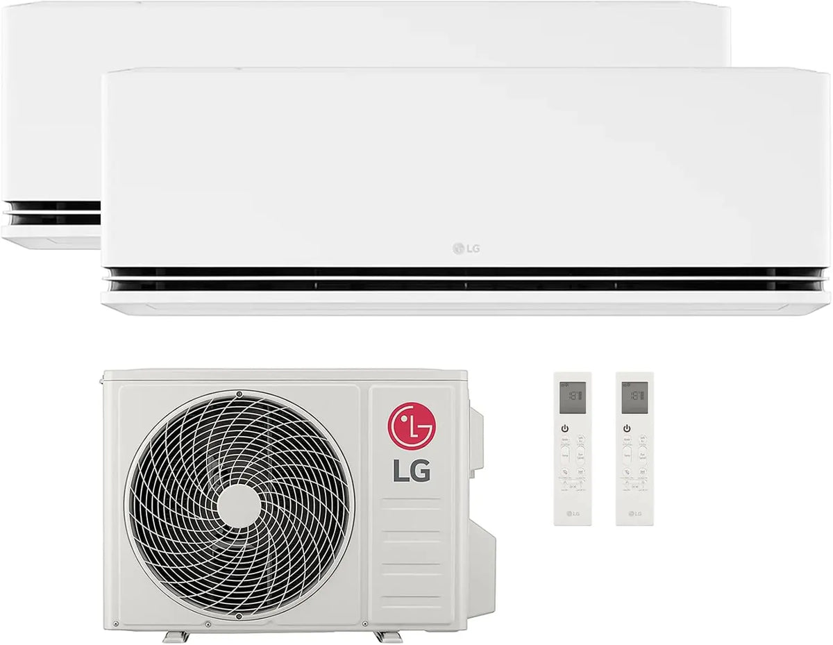 LG Climatiseur Double Split DualCool Deluxe WiFi 9000 + 9000 Btu – 4,1 kW / 4,7 kW, 50 Hz, blanc