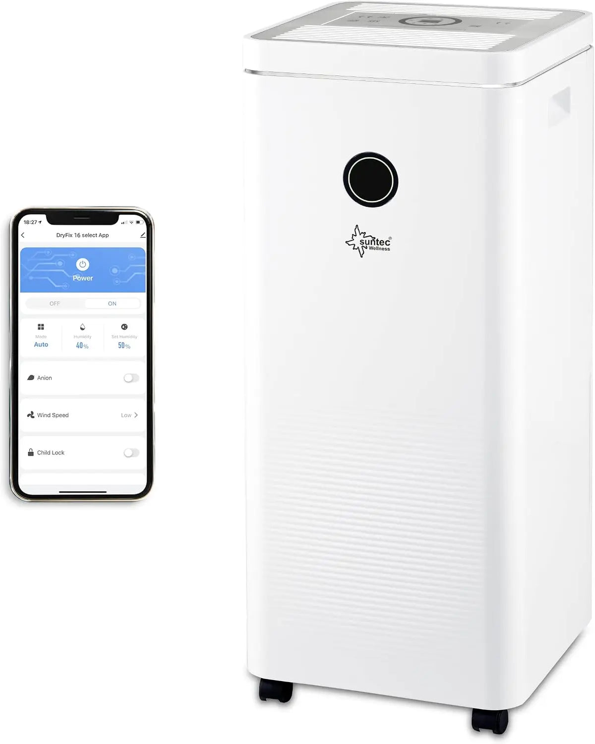 Déshumidificateur SUNTEC DryFix 20 PRO - Pour les pièces jusqu'à 63 m2 ou 150 m3 - Déshumidification 20 – 365 W, 4 litres, gris/bleu