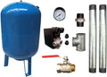 Kit Surpresseur Eau Vertical 100l - 1' Avec Pressostat Et Manomètre – bleu/gris