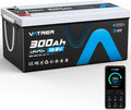 VATRER POWER Batterie LiFePO4 12V 300Ah Bluetooth avec BMS 200A – noir/gris/bleu