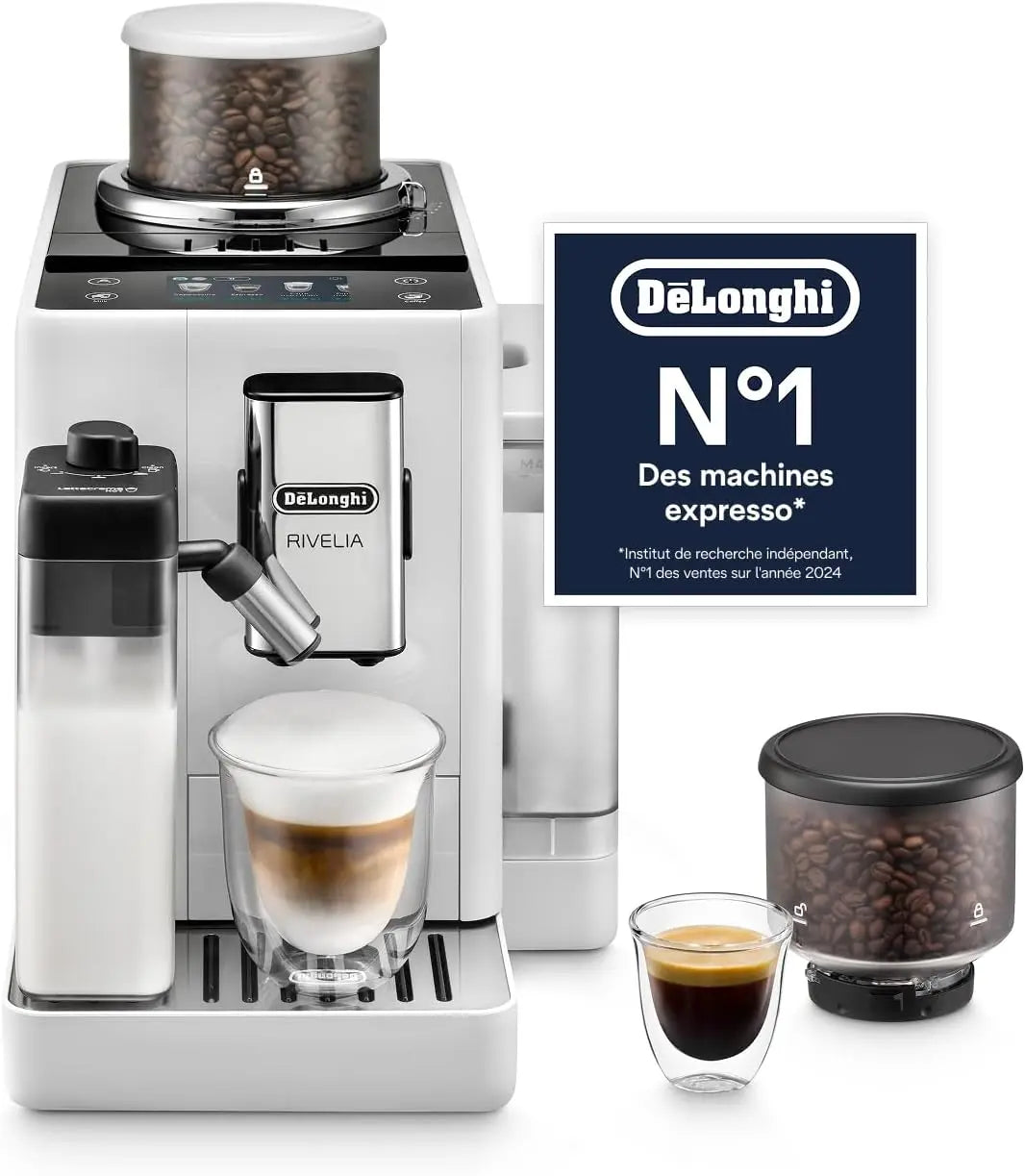 De'Longhi – Rivelia - Machine à Café Automatique 16 Boissons Blanche