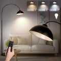 Lampadaire courbé Lampe sur Pied à Arc en Métal Noir avec Télécommande