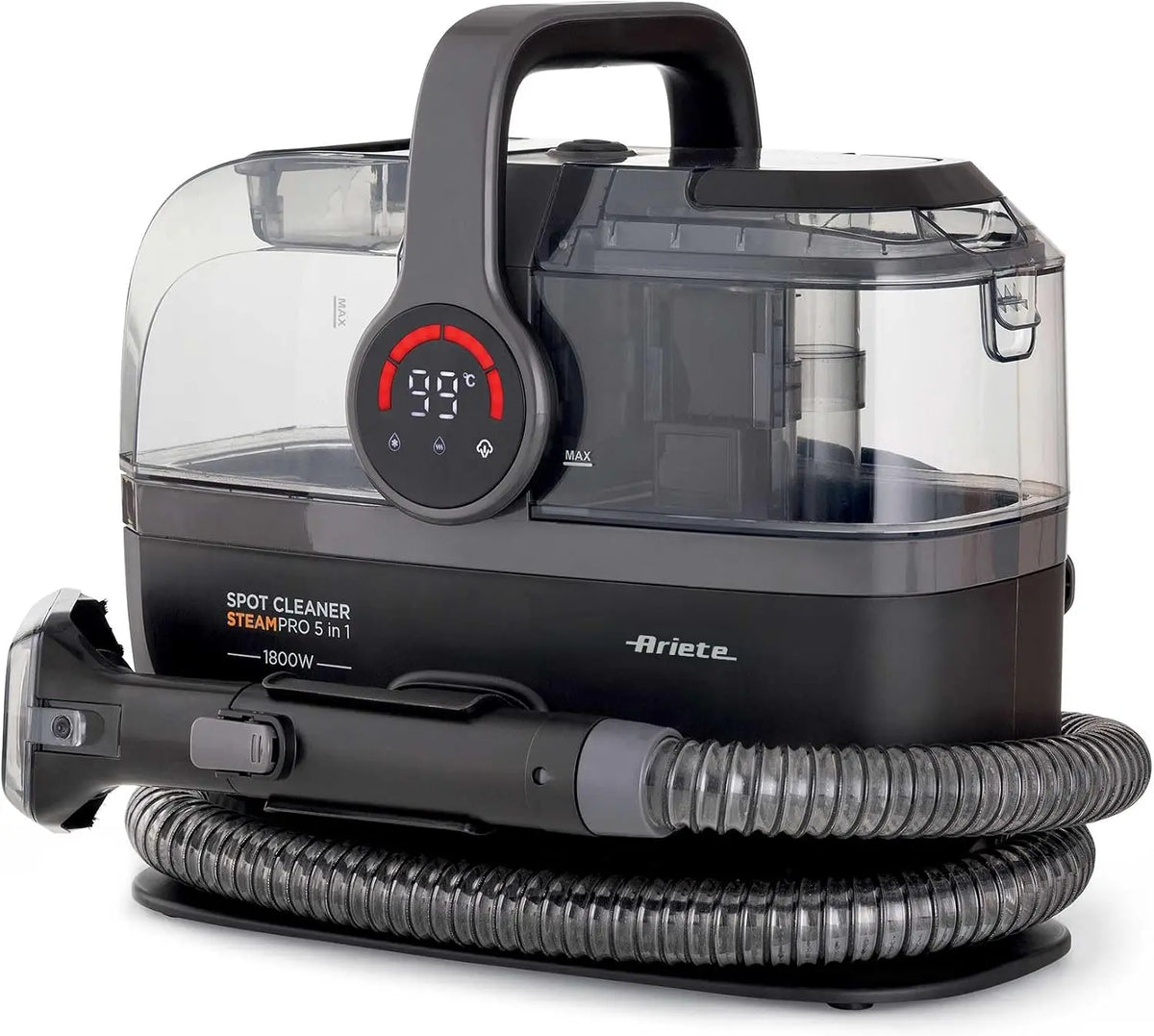 Ariete 2484 nettoyeur localisé vapeur PRO 5in1 – 1800 W, 1,7 litre / 1,1 L, gris/noir