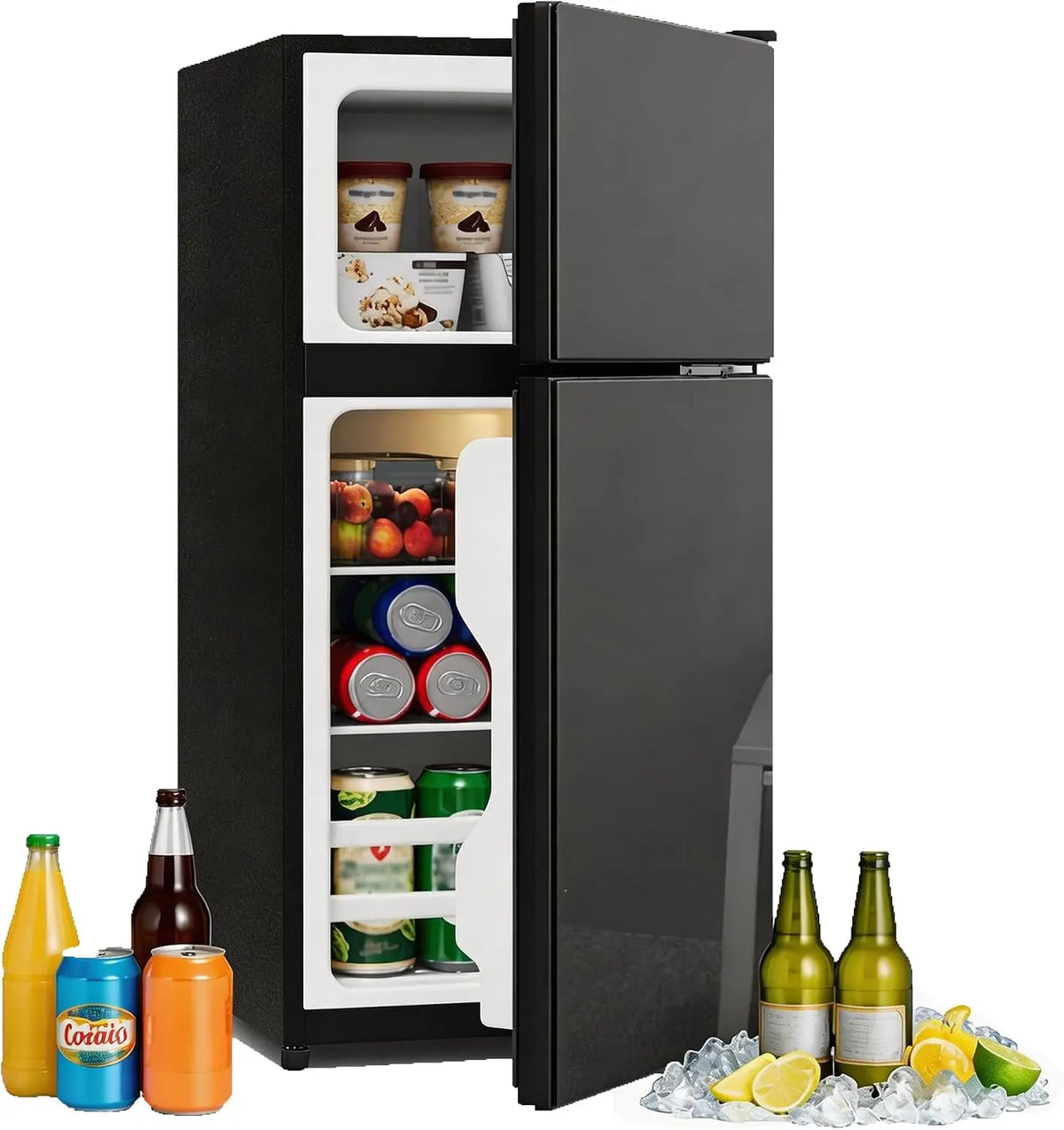 Merax Mini réfrigérateur autoportant – 60 l / 22 l, 135 kWh, 60 Hz, noir