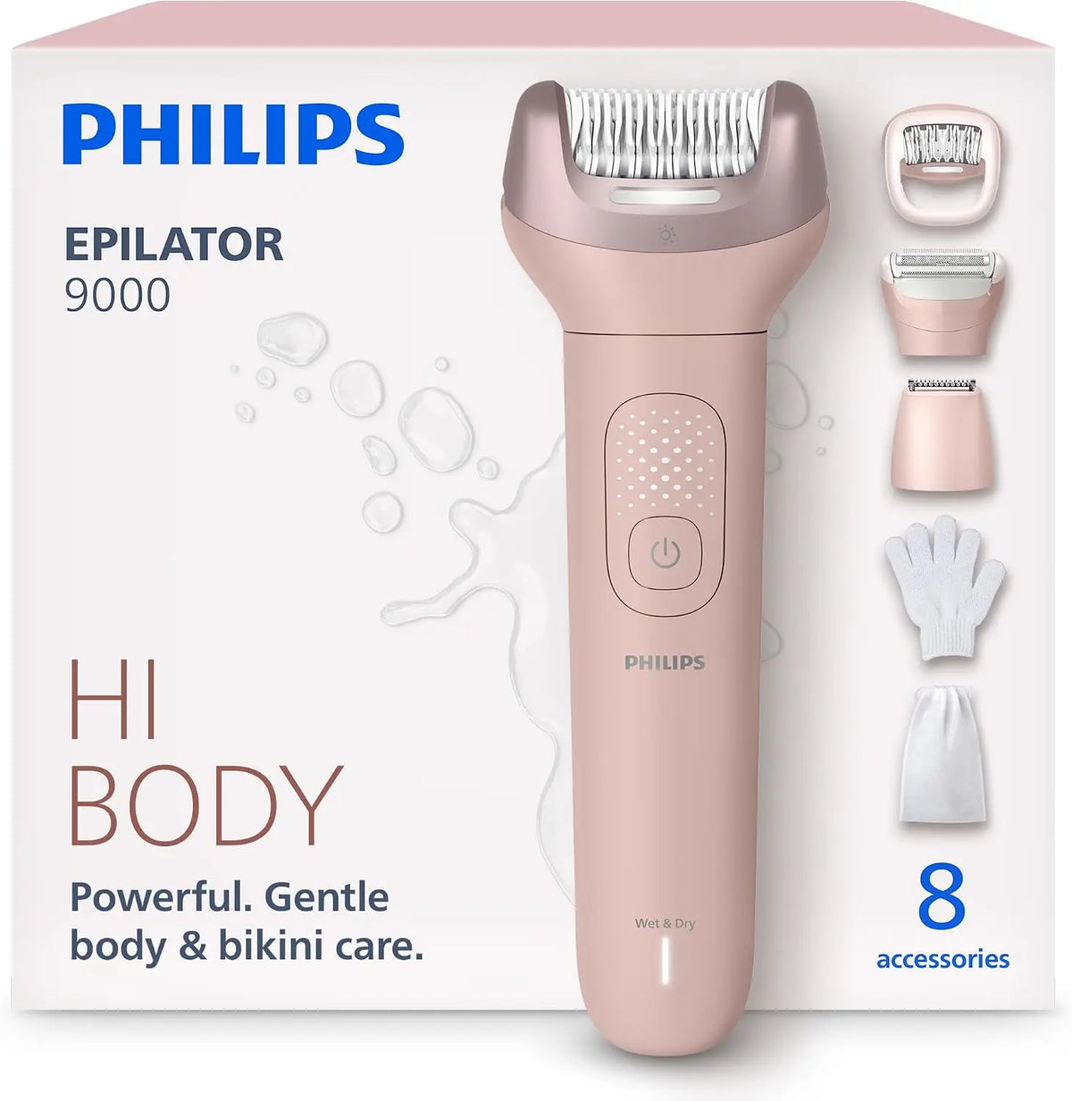 Philips Epilateur Series 9000 - Épilateur sans fil humide et sec Épilateur électrique pour jambes – BRE717, beige/gris