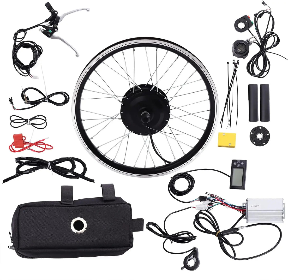 Kit de Conversion de Vélo Électrique 36V 350W Pour 20 Pouces Roue Vélo – gris/noir