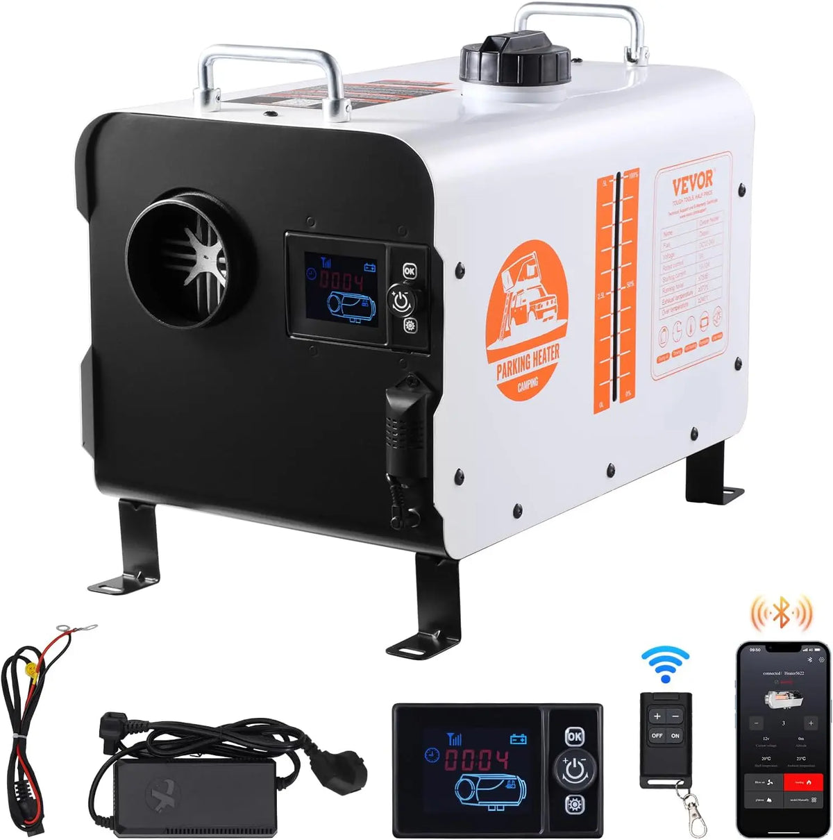 VEVOR Chauffage Diesel 8 kW – 0,35 L/h, noir/gris