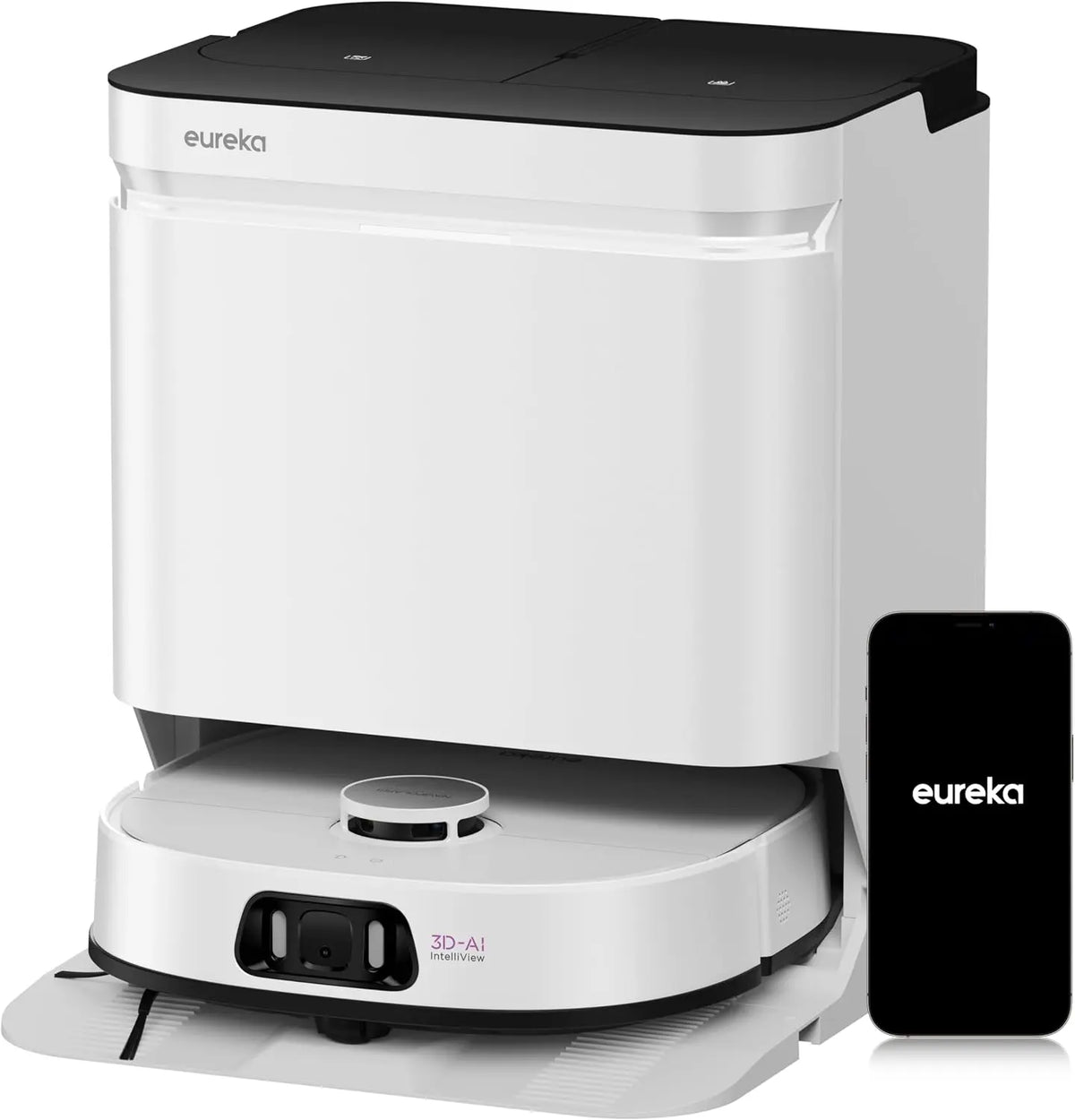Eureka Robot Aspirateur Laveur 19 000 Pa. Serpillière Extensible relevable – 5200 mAh, blanc