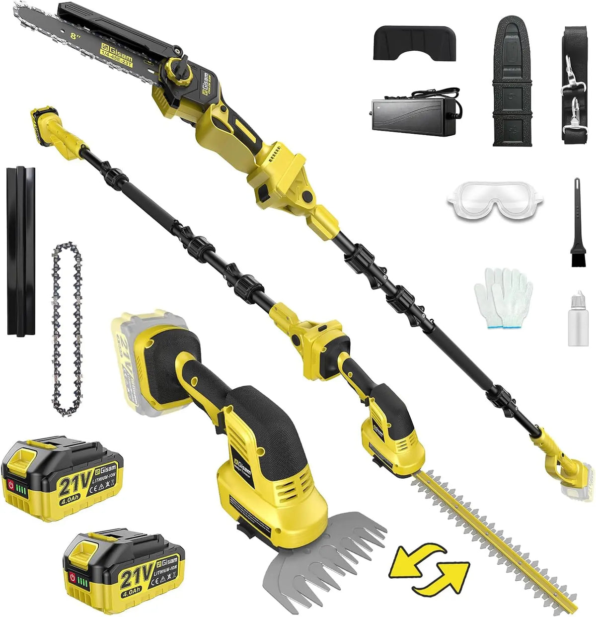 Coupe-Bordure & Pôle Sans Fil 6 outil de coupe pour jardin – 2500 W, 4,0 Ah, jaune