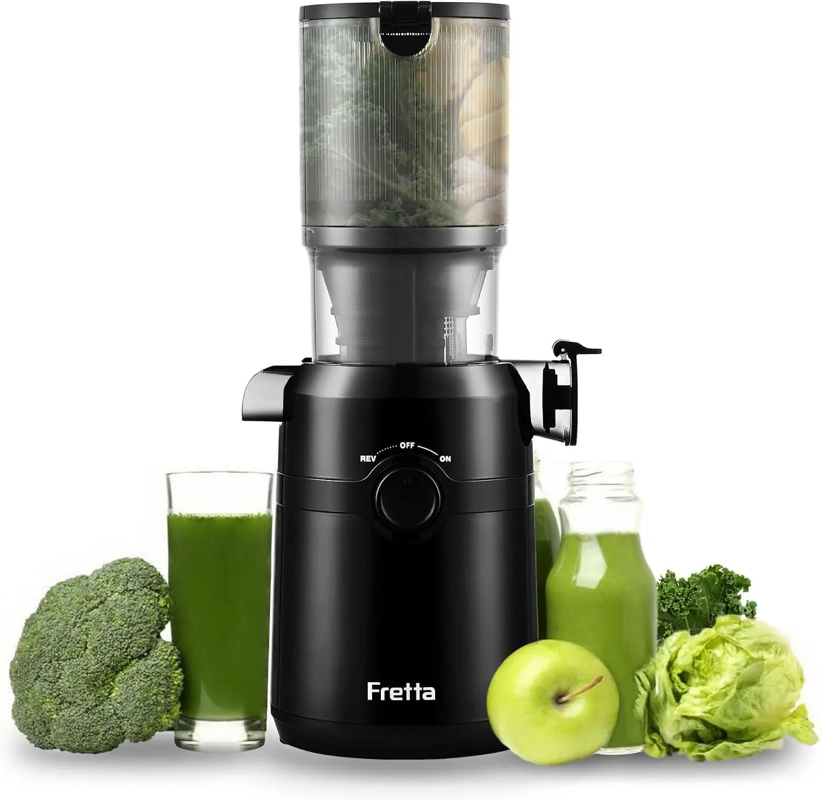 Extracteur de Jus Fretta Extracteur de Jus de Fruits et Légumes Entiers – 200 W, noir