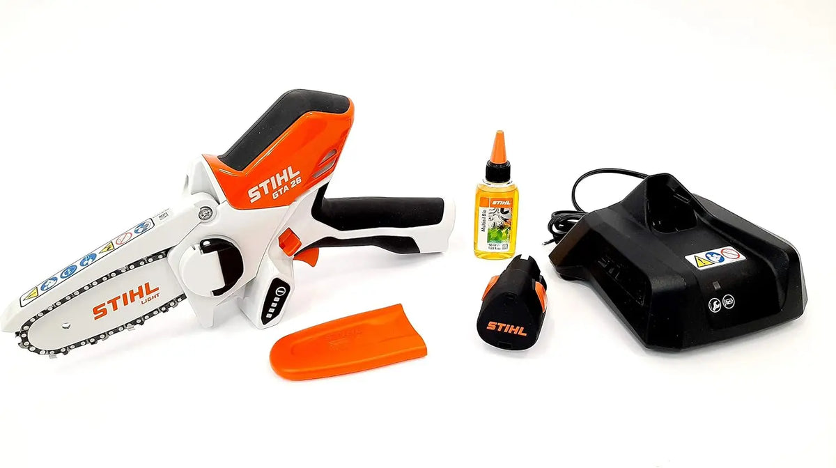 Stihl GA010116900 Scie de jardin sans fil GTA 26 avec 1 batterie AS2 et 1 chargeur AL1 – noir/gris