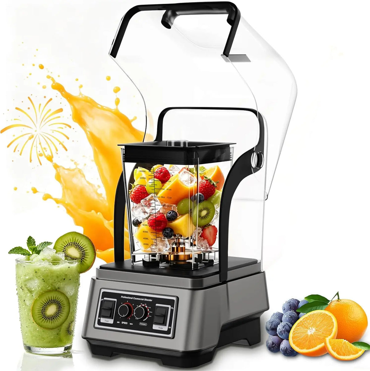 Blender Professionnel 2.5L mixeur – 2200 W, 2,5 L, gris