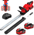 53CM Taille Haie Batterie sans Fil avec 2 Batteries 4,0Ah & Poignée à 180° – gris/rouge/noir