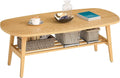 HOMCOM Table Basse à 2 Niveaux Table de Salon 120 x 60 x 42 cm Bois Naturel – beige/gris