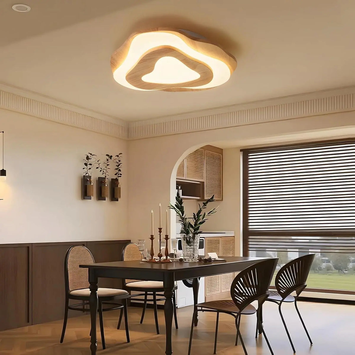Plafonnier LED En Bois luminaire – 35 W, gris/beige
